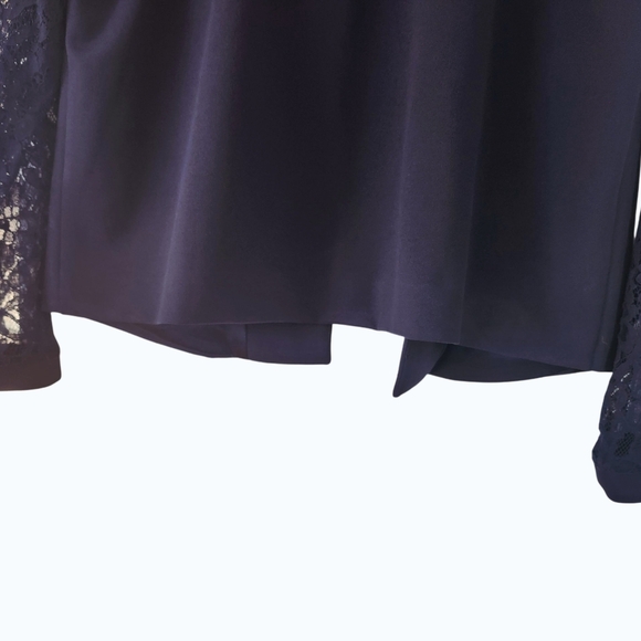Navy Blue Lace Sleeve Blazer Romantic Officewear Feminine Chic Sz 44 EU/US L - Picture 10 of 10